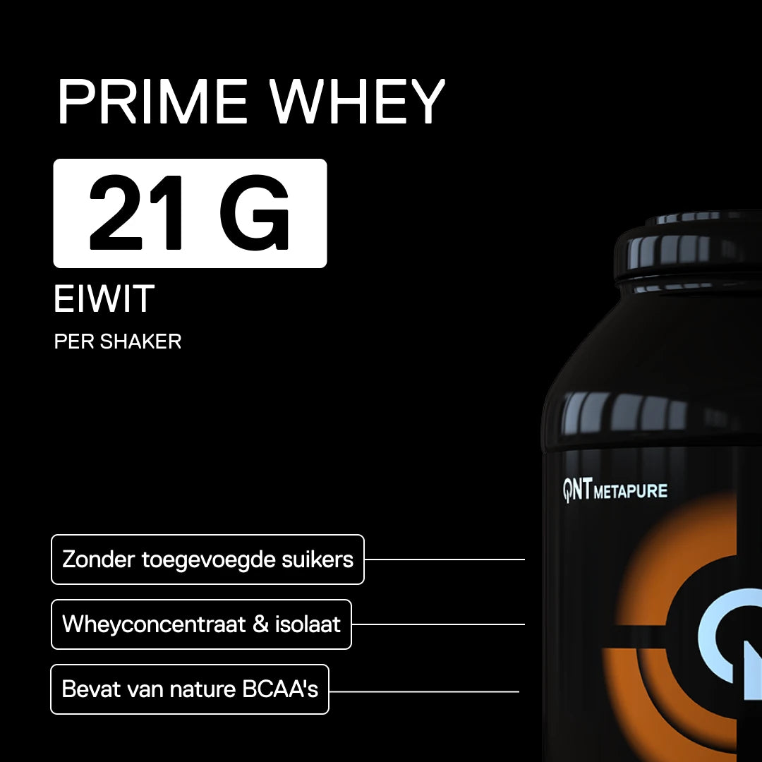 QNT Metapure Prime Whey smaak Brownie Belgische chocolade - Premium wei-eiwit, intense chocoladesmaak
