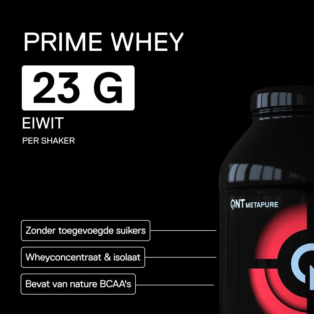 QNT Metapure Prime Whey smaak Aardbei - Premium wei-eiwit, frisse aardbeismaak