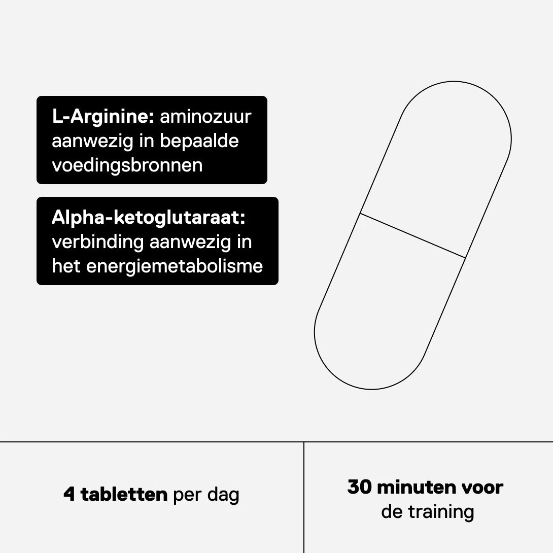 QNT MOVE AAKG met L-arginine en alfa-ketoglutaraat, 4 tabletten per dag 30 minuten voor de training
