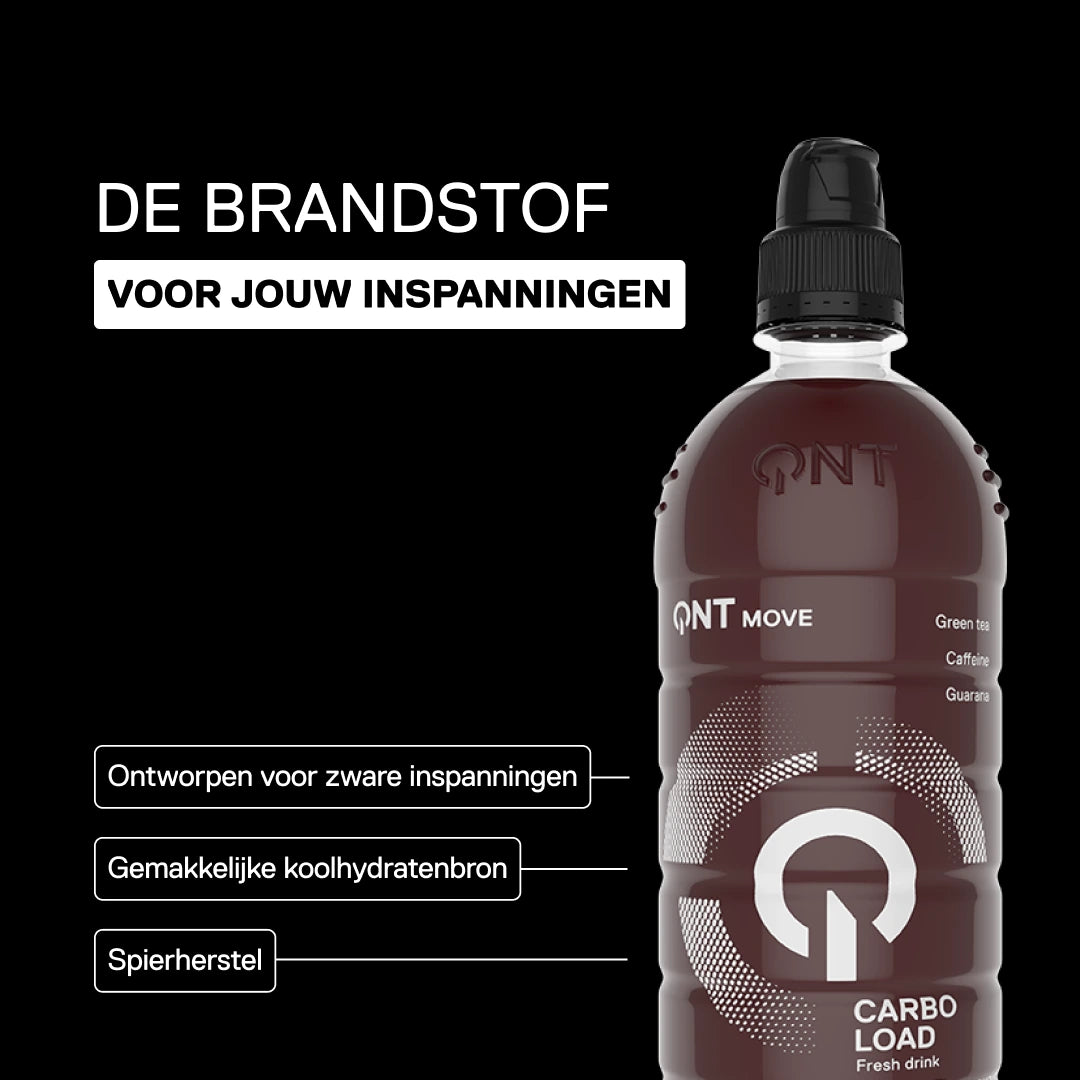 QNT MOVE Carbo Load koolhydraatdrank Superfruit, brandstof voor inspanning, koolhydraatbron met groene thee, cafeïne en guarana, 700 ml