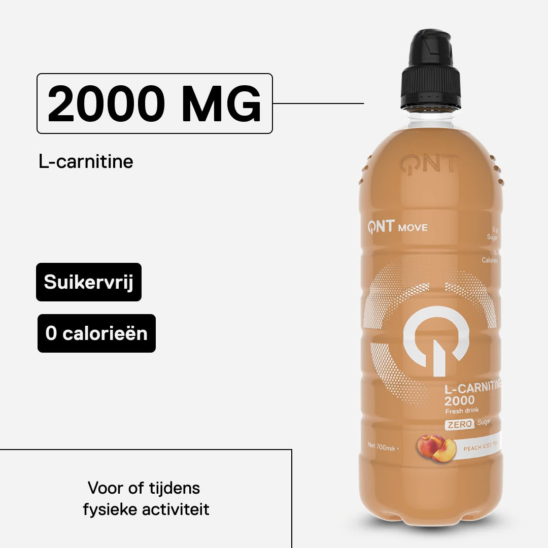 L-Carnitine 2000 mg MOVE perzik ijsthee — 2000 mg L-carnitine ter ondersteuning van de inspanning