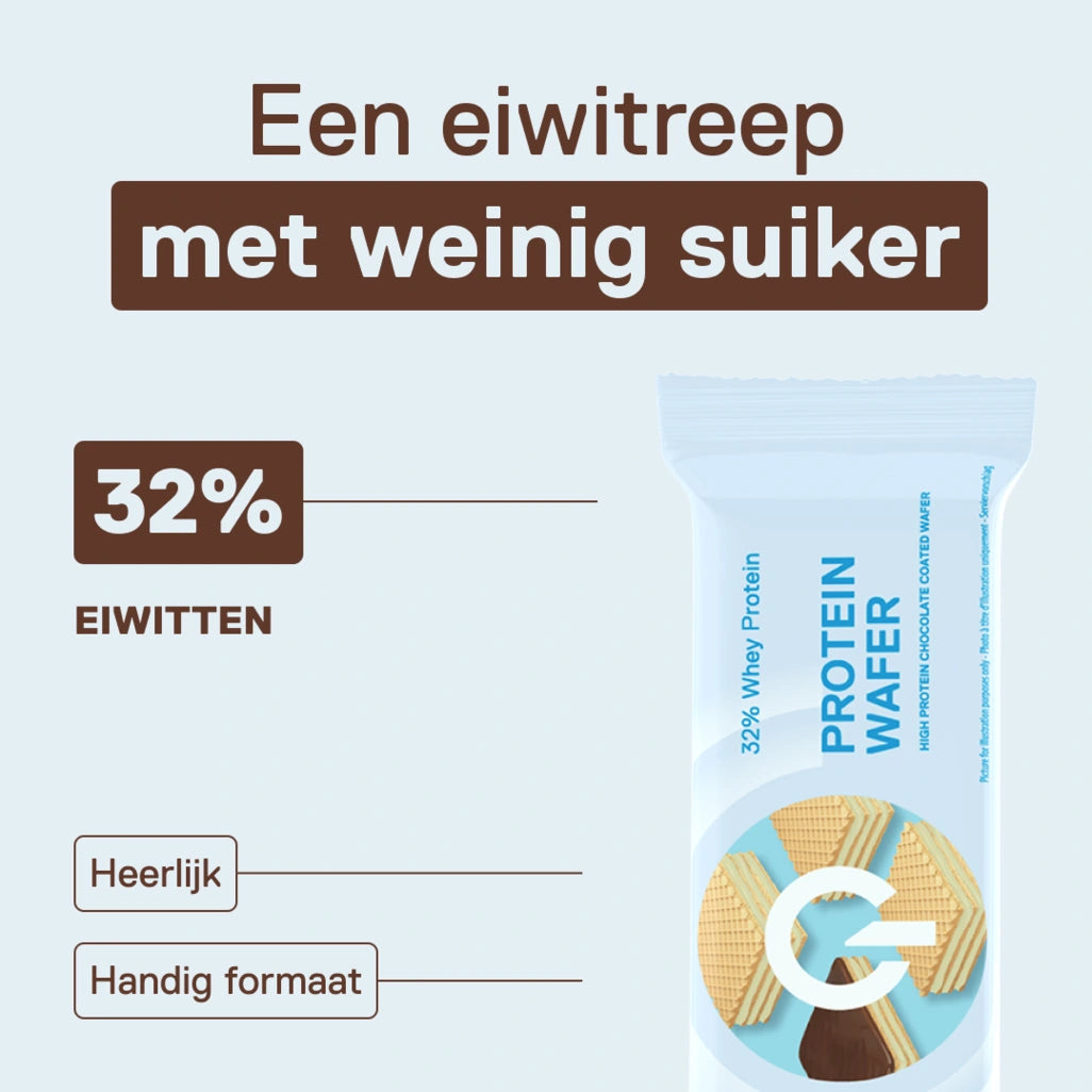 QNT LIIFE Protein Wafer smaak Vanille/Yoghurt - Knapperige eiwitwafel met vanille-yoghurt, zakje van 35 g, eiwitrijke snack