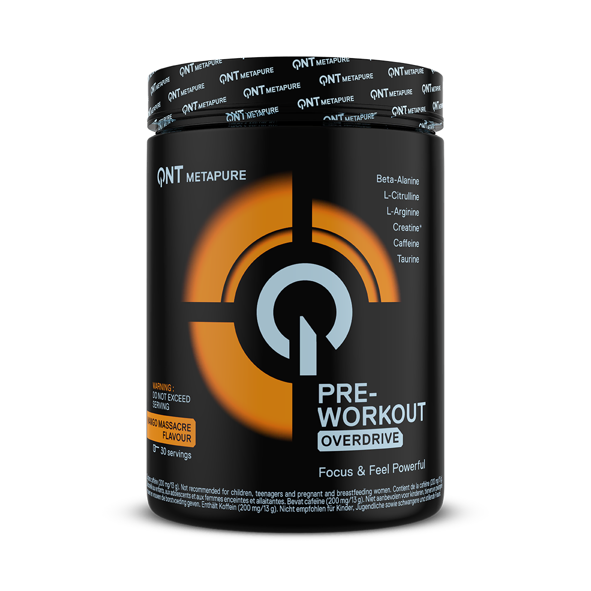 Pré-workout QNT Metapure Overdrive mangue massacre 390 g