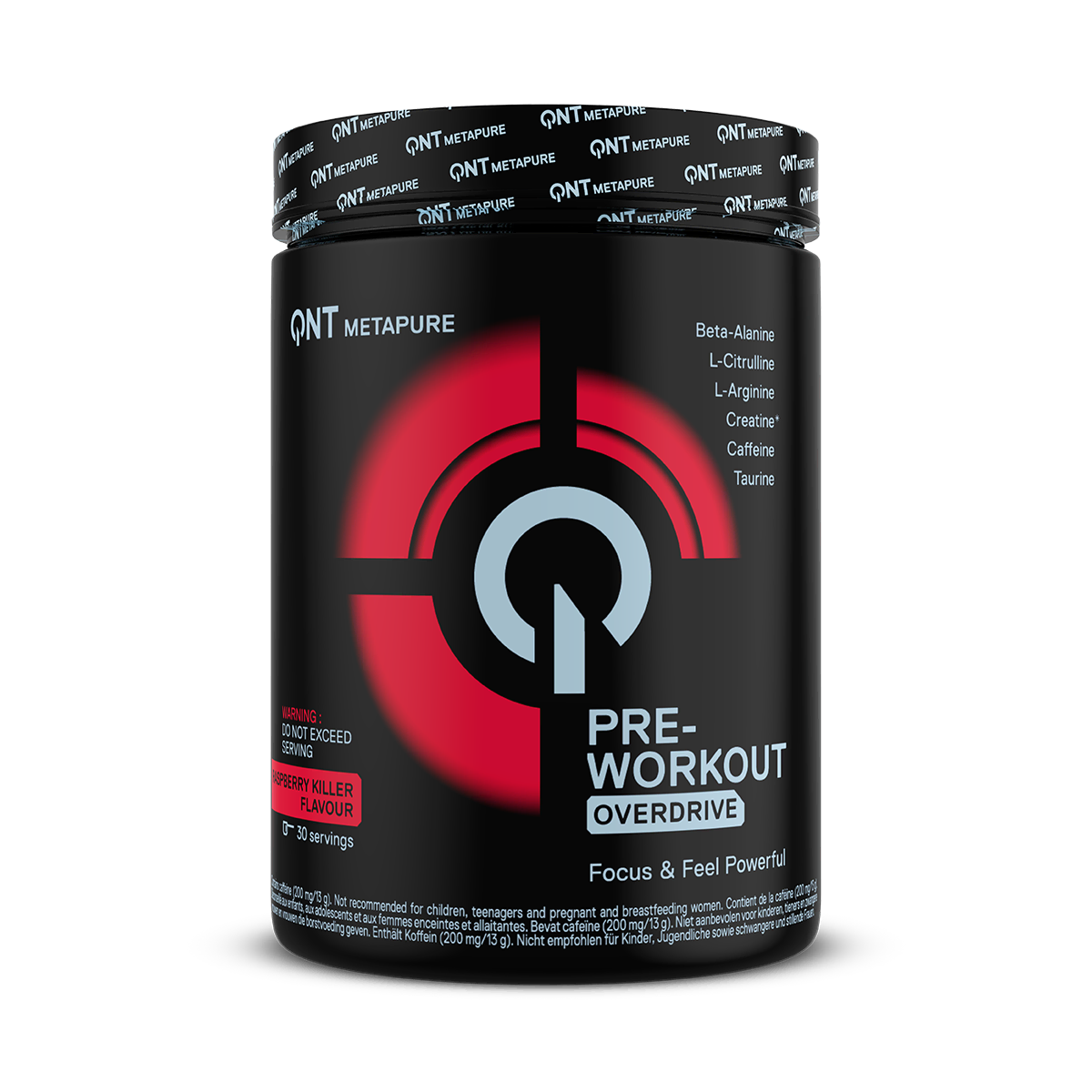 Pré-workout QNT Metapure Overdrive framboise killer 390 g