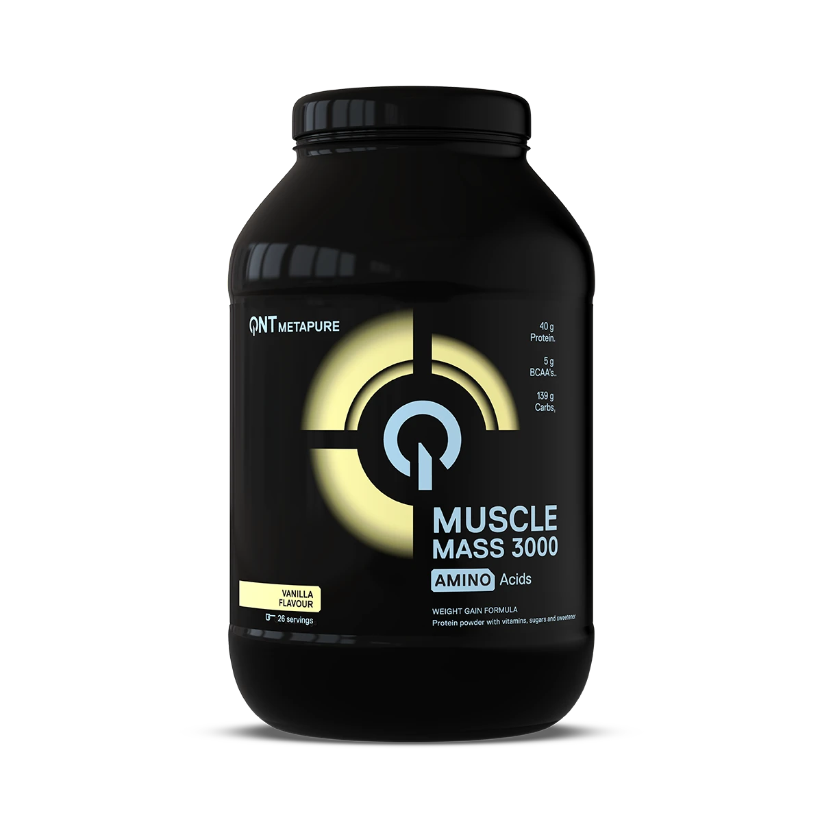 3000 Muscle Mass Gainer QNT Vanille 1,3 kg, gainer pour prise de masse en poudre