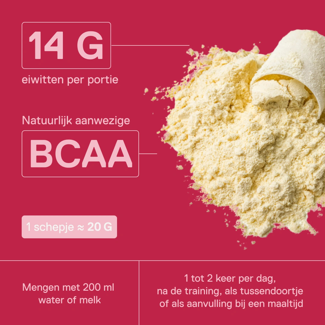 Light Digest wei-eiwit QNT Aardbei – 14 g eiwitten per portie met natuurlijk aanwezige BCAA, 1 schepje ≈ 20 g mengen met 200 ml water of melk