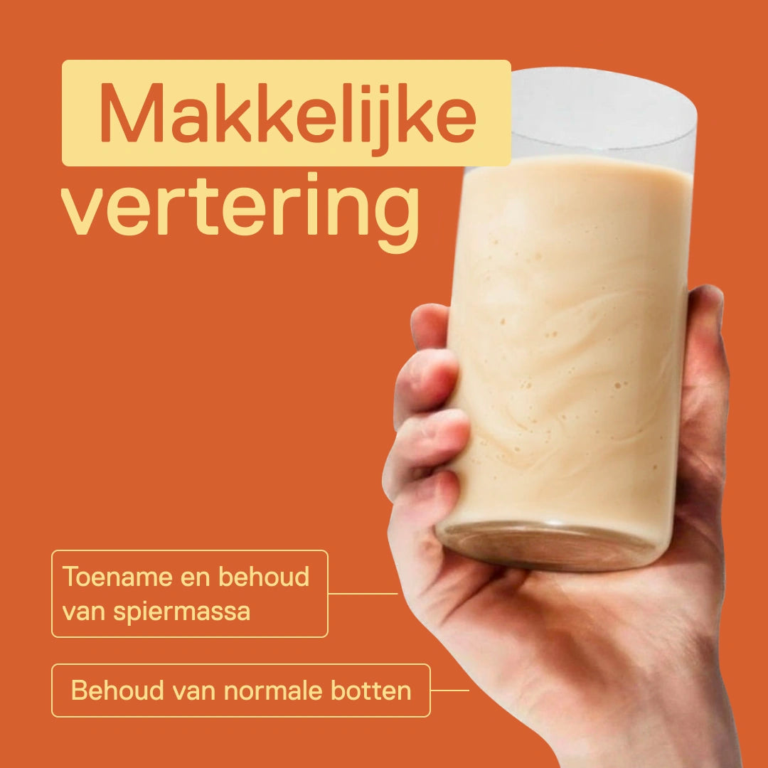 Light Digest Whey shake QNT Crème brûlée – makkelijke vertering; eiwitten dragen bij tot de toename en het behoud van spiermassa en tot het behoud van normale botten