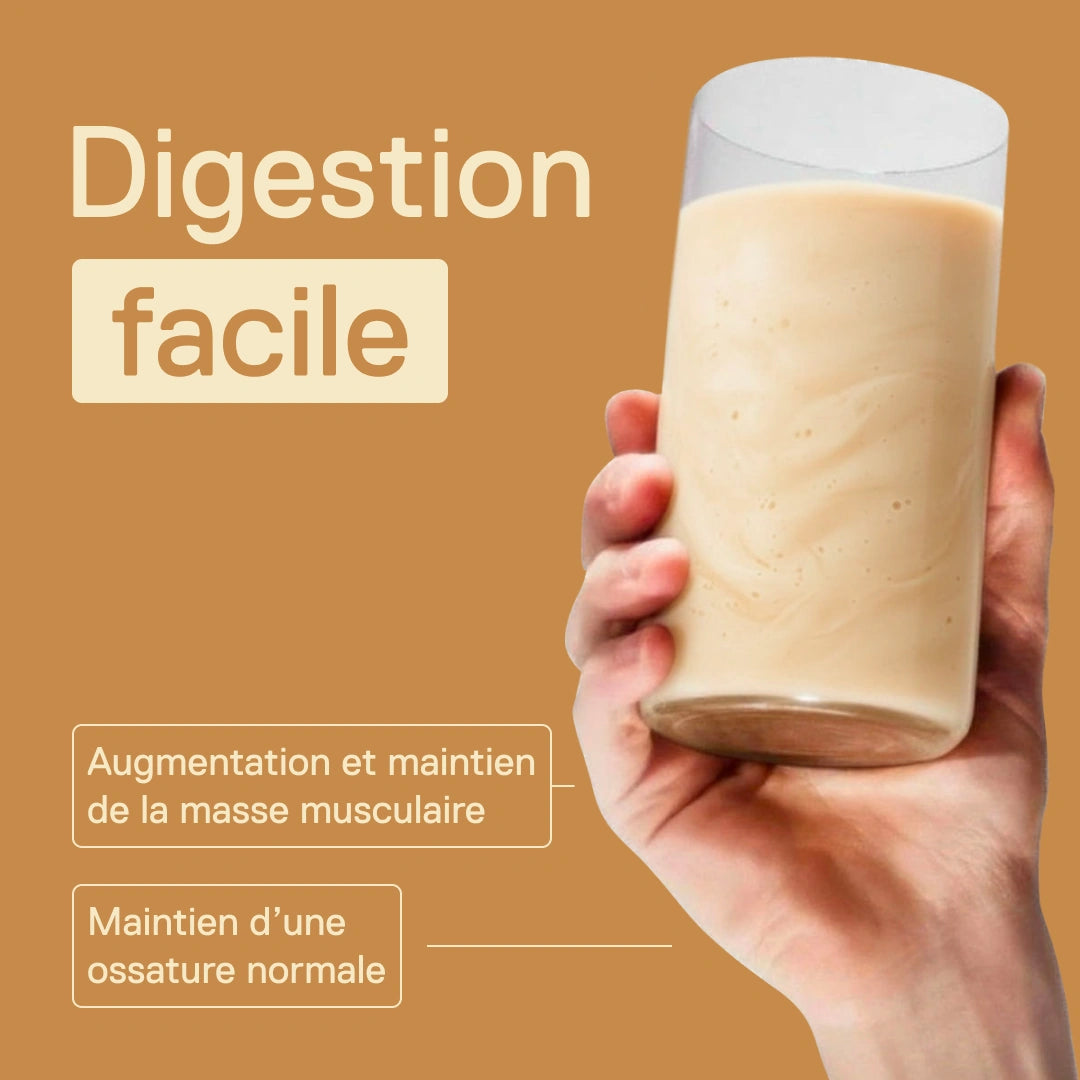 Shake Light Digest Whey QNT Caramel beurre salé – digestion facile ; les protéines contribuent à l'augmentation et au maintien de la masse musculaire et au maintien d'une ossature normale