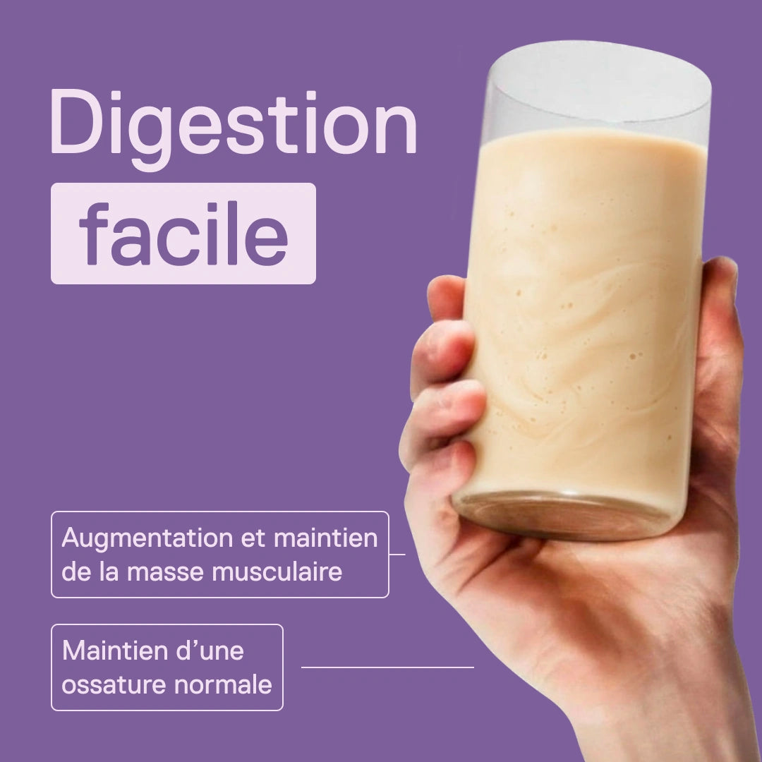 Shake Light Digest Whey QNT Chocolat blanc – digestion facile ; les protéines contribuent à l'augmentation et au maintien de la masse musculaire et au maintien d'une ossature normale