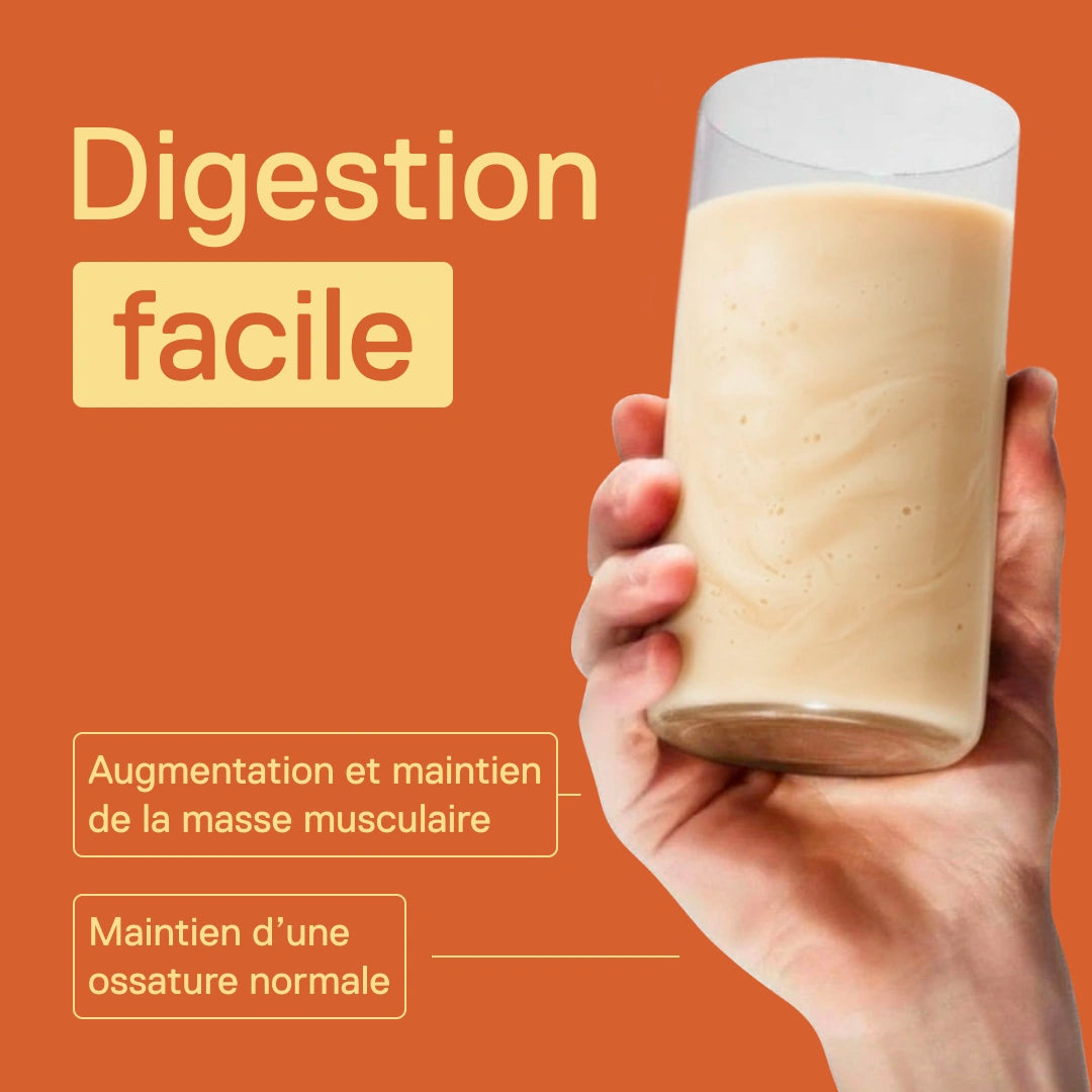 Shake Light Digest Whey QNT Crème brûlée – digestion facile ; les protéines contribuent à l'augmentation et au maintien de la masse musculaire et au maintien d'une ossature normale