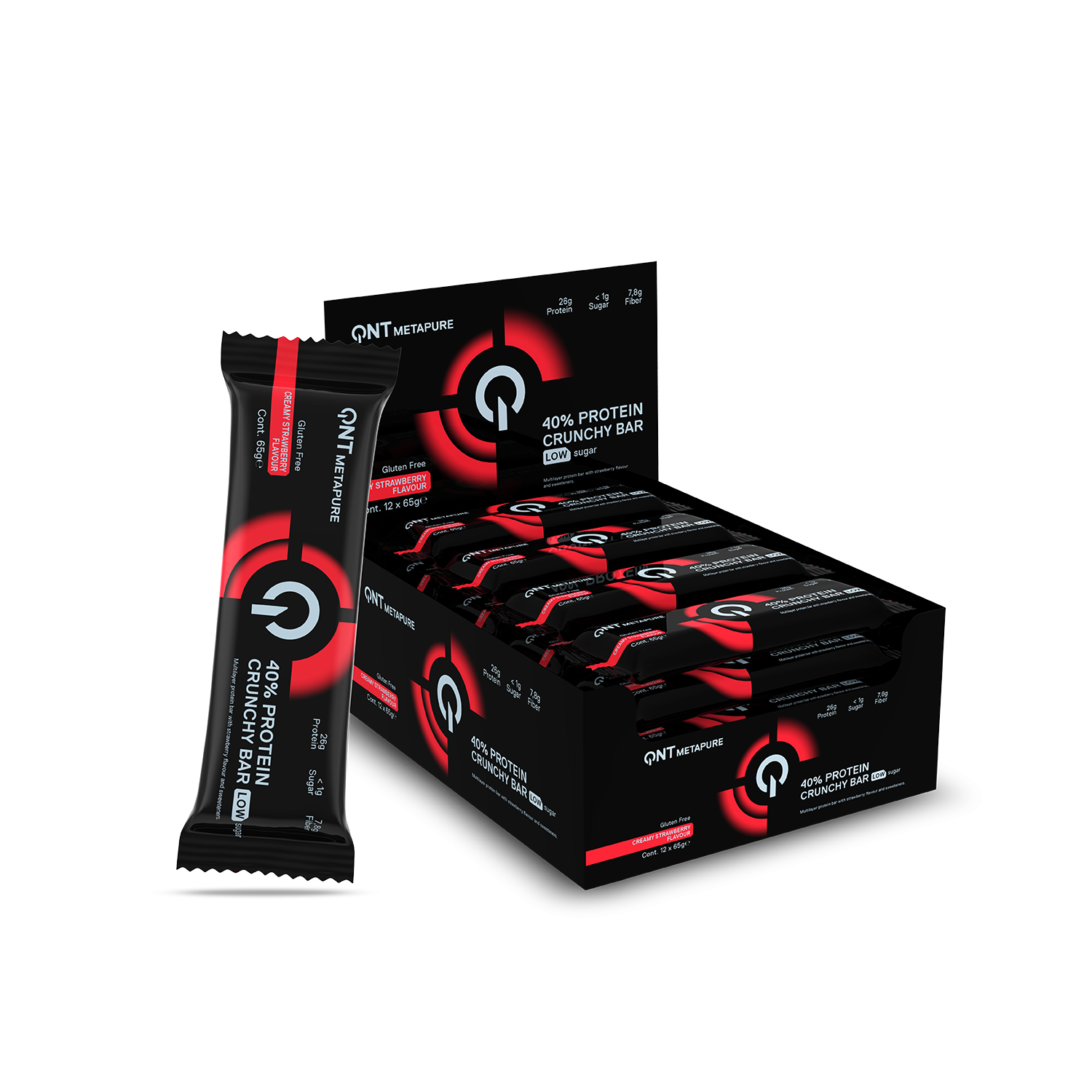 40% Protein Crunchy Bar | 12 x 65 g Strawberry 40% Protein Crunchy Bar | 12 x 65 g Strawberry