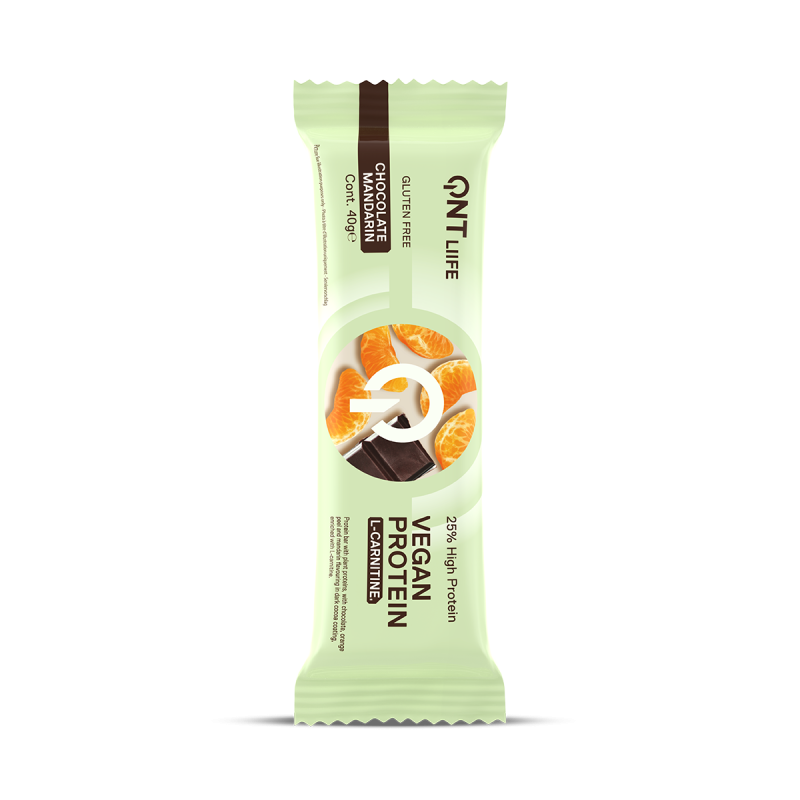 Veganistische eiwitreep met L-carnitine | 28 x 40 g Chocolade mandarijn Veganistische eiwitreep met L-carnitine | 28 x 40 g Chocolade mandarijn