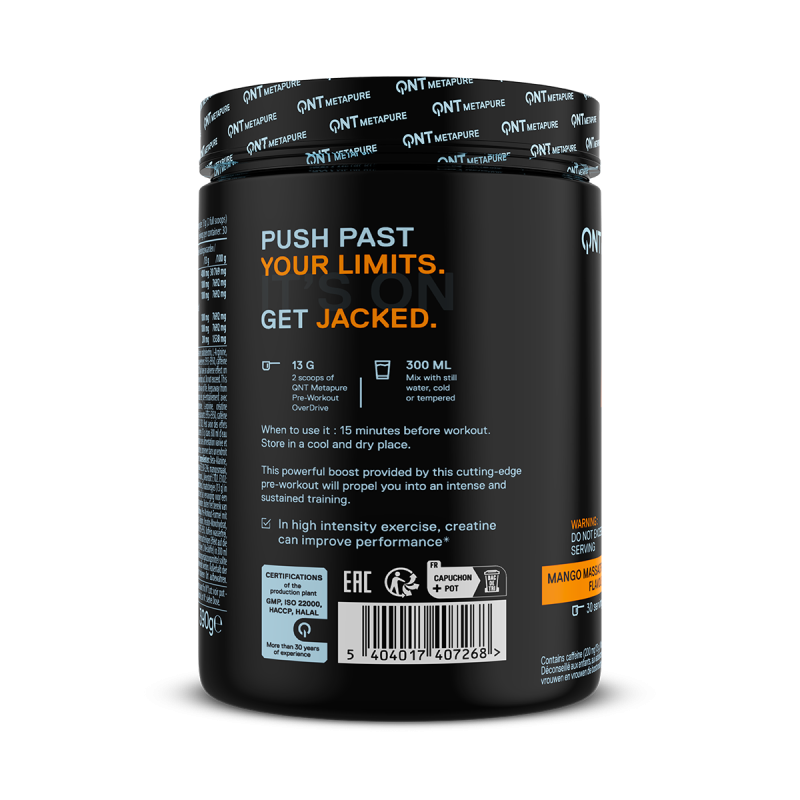 Metapure overdrive pre workout mangue| 390G Metapure overdrive pre workout mangue| 390G
