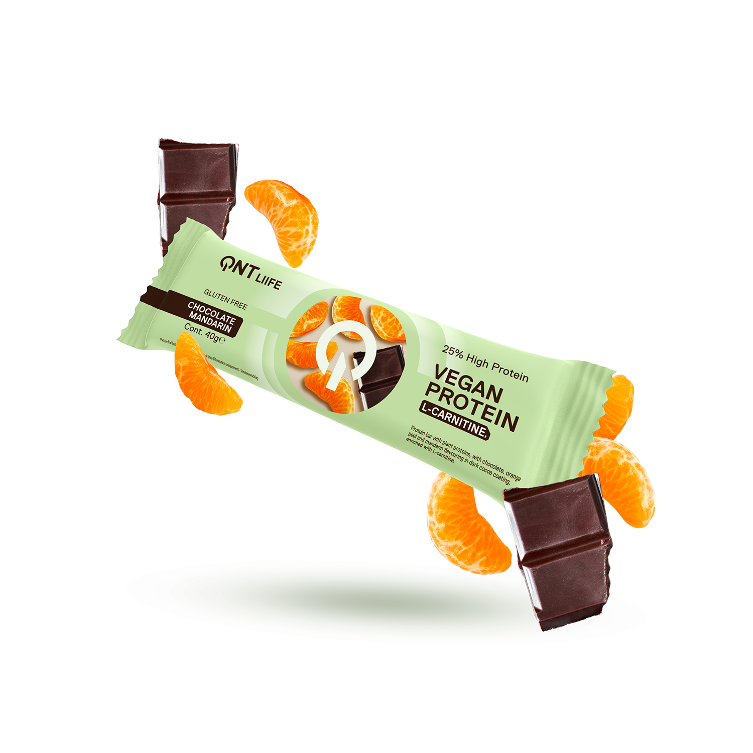 Vegan protein bar with L-carnitine | 28 x 40 g Chocolate Mandarin