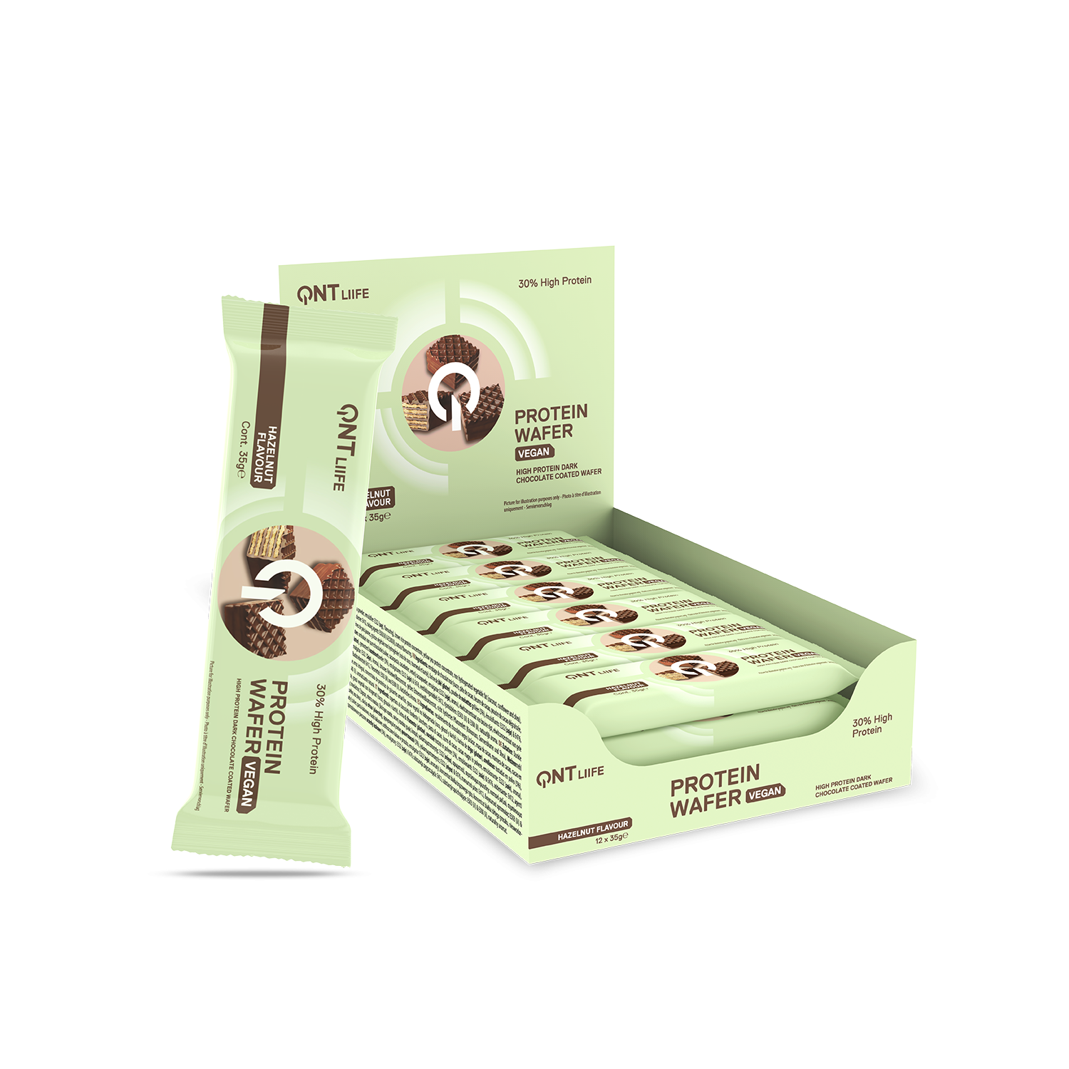 Vegan Protein wafer | 12 x 35 g Hazelnoot Vegan Protein wafer | 12 x 35 g Hazelnoot