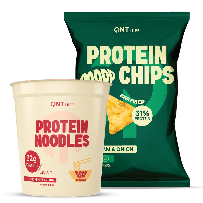 QNT Protein Noodles Chicken and Protein Chips Sour Cream & Onion bundle