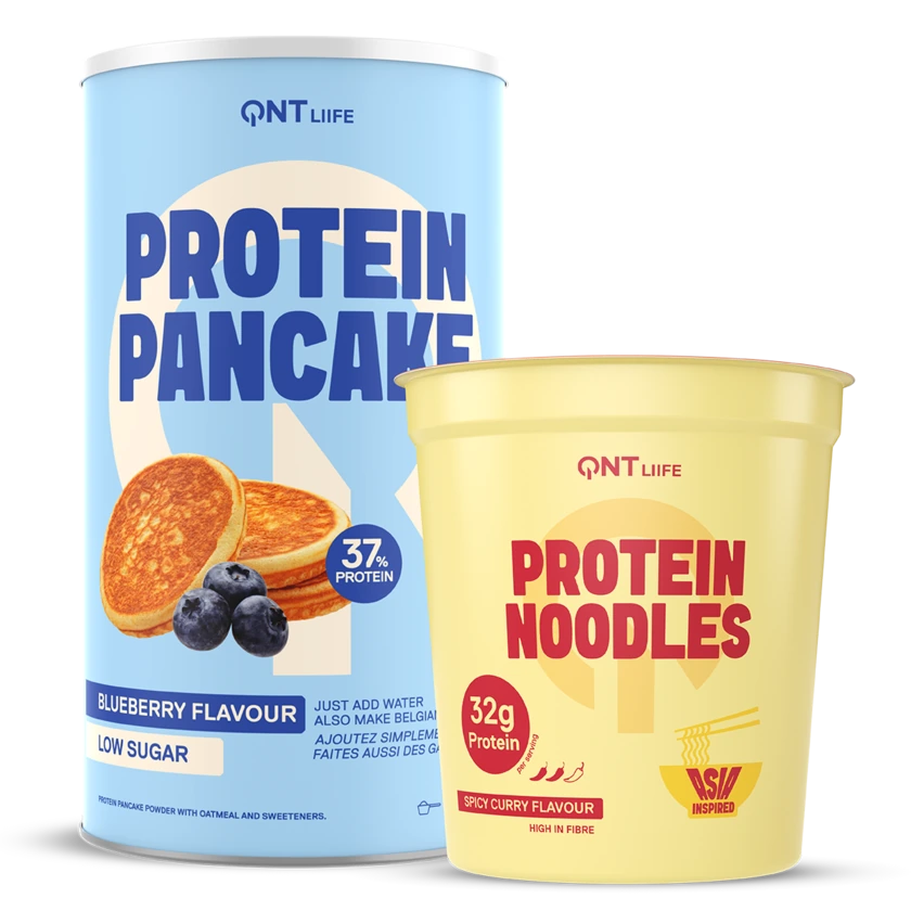 QNT Protein Noodles Spicy Curry and Protein Pancake Blueberry bundle