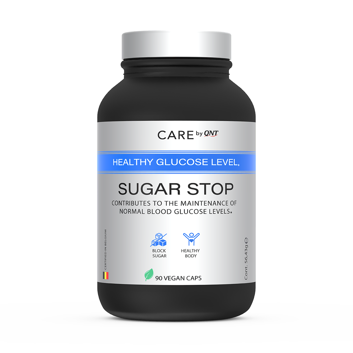 Complément alimentaire QNT Sugar Stop, formule pour la gestion des sucres en gélules vegan