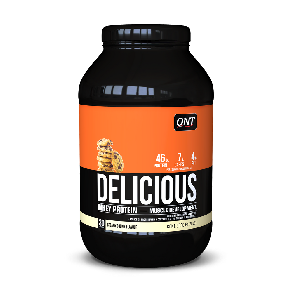 Delicious Whey Protéine QNT Cookies & Cream 908 g, protéine whey en poudre à diluer
