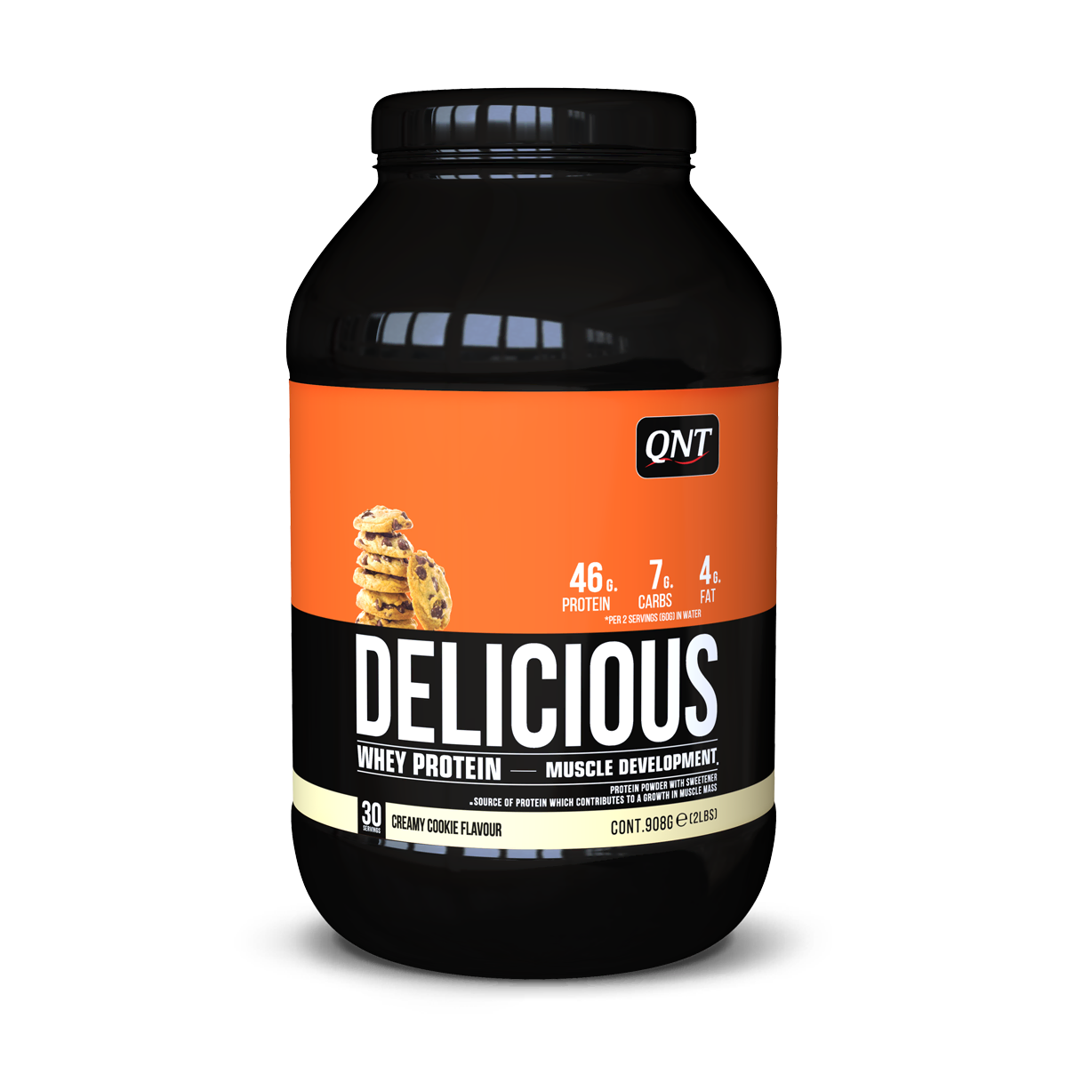 Delicious Whey Protéine QNT Cookies & Cream 908 g, protéine whey en poudre à diluer