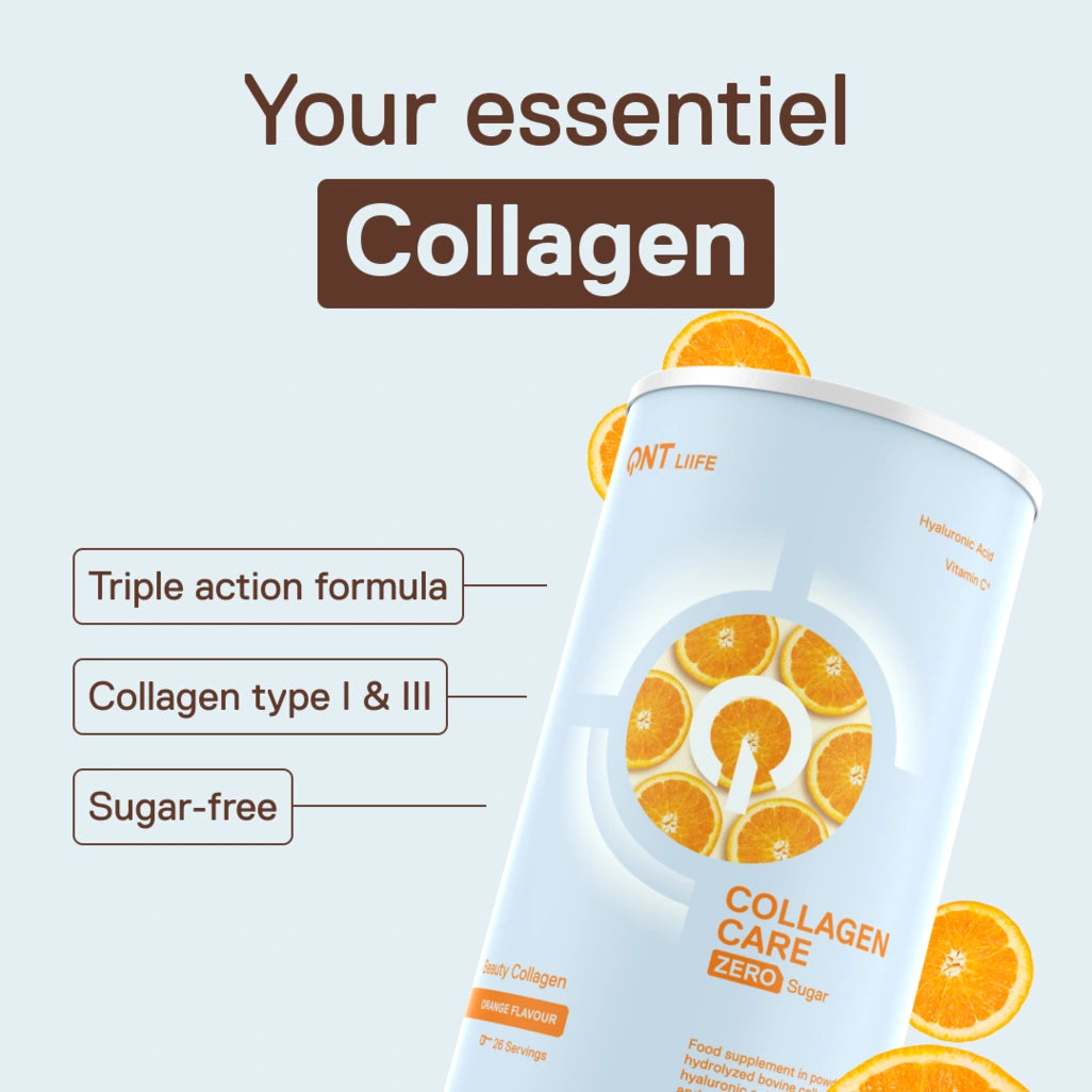 QNT LIIFE Collagen Care Orange flavor - Collagen powder to mix, with vitamins and minerals, refreshing orange taste, 390g pack
