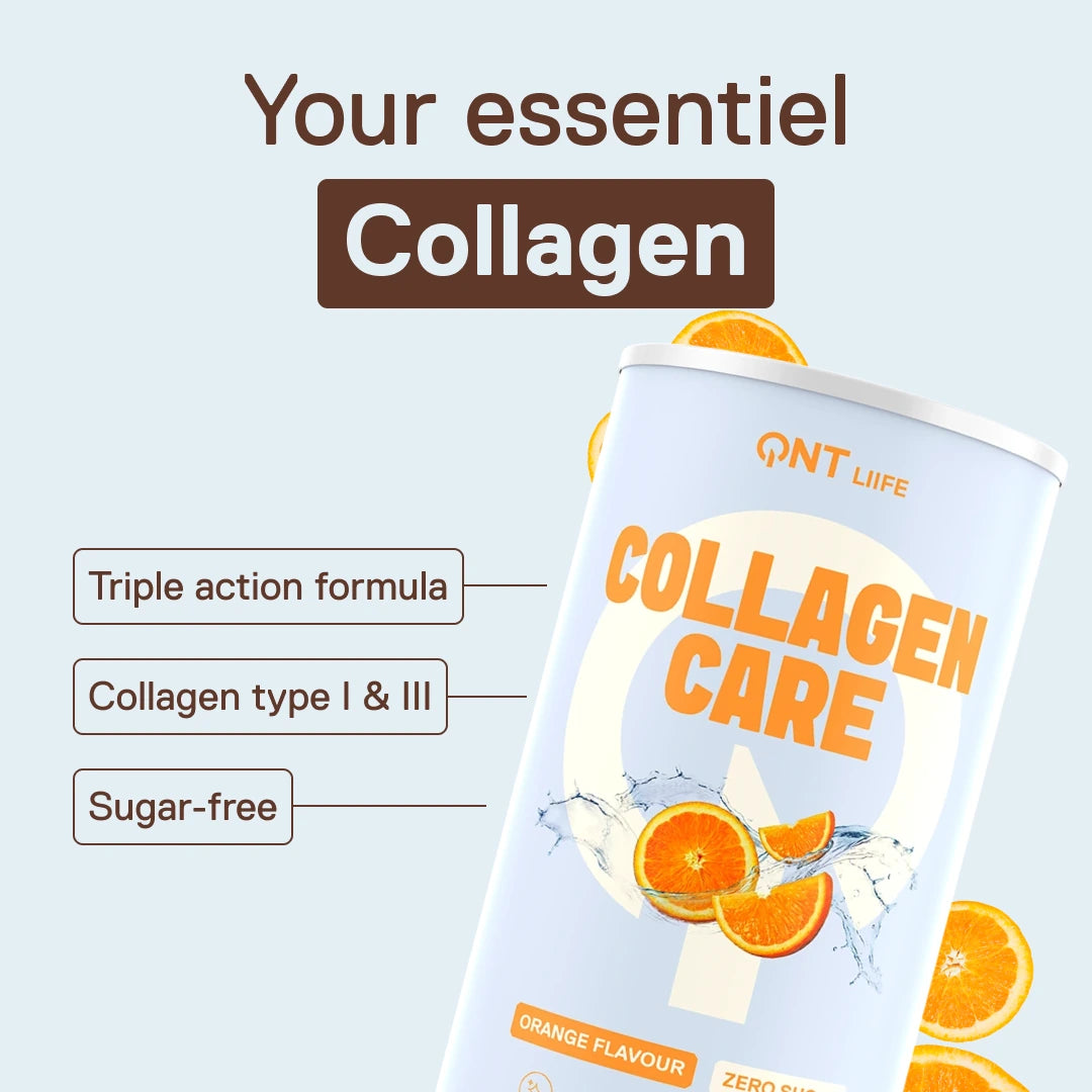 QNT LIIFE Collagen Care Orange flavor - Collagen powder to mix, with vitamins and minerals, refreshing orange taste, 390g pack
