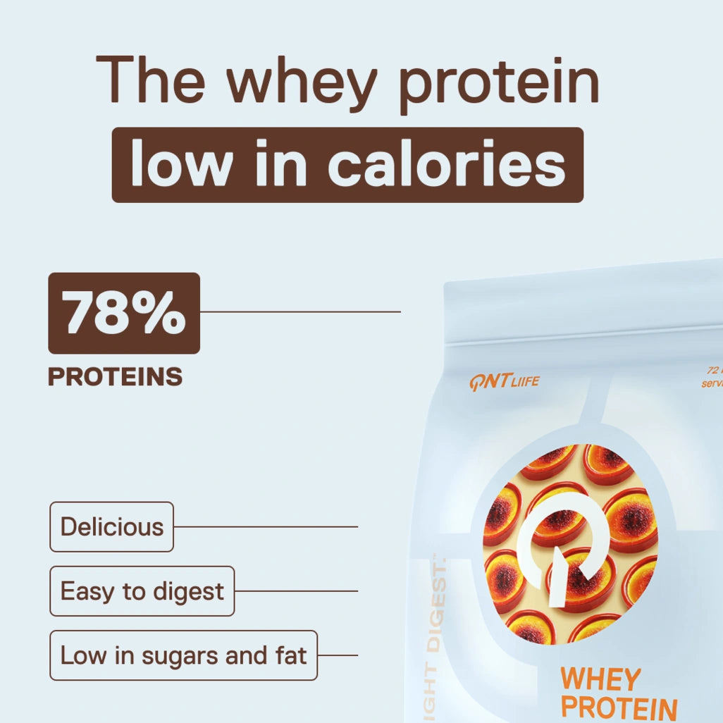 QNT LIIFE Light Digest Whey Protein Crème brûlée flavor - Light and easy-to-digest whey, 500g bag, French dessert reimagined
