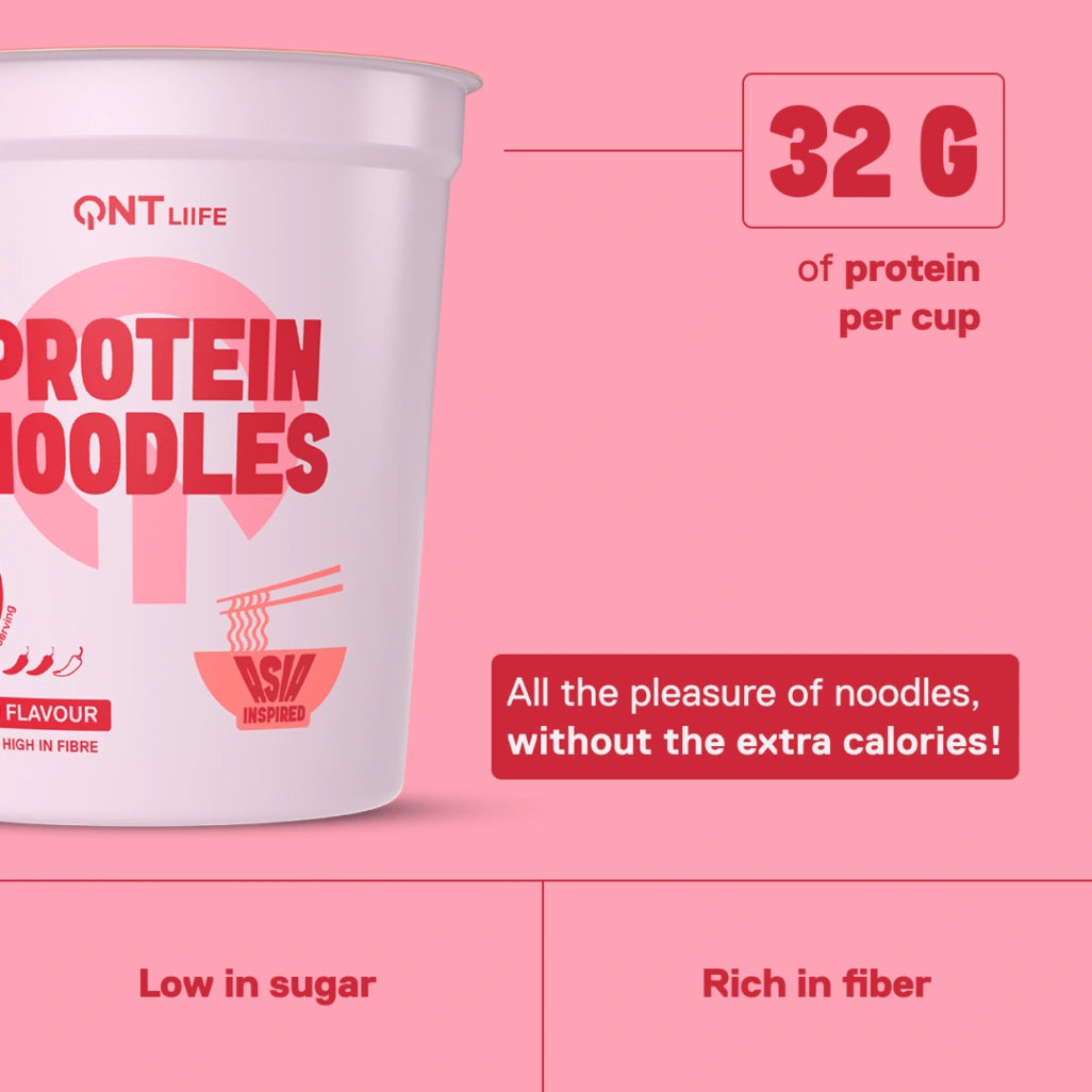 QNT LIIFE Protein Noodles Spicy Kimchi flavor - 214 kcal per serving, 5g fiber, spicy and intense