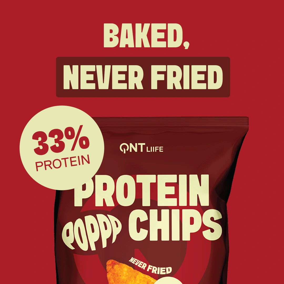 QNT LIIFE Protein Pop Chips Barbecue flavor - Crunchy protein chips made by popping, 33% protein, 50g pack