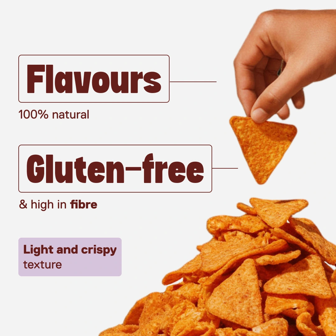 Protein chips QNT LIIFE Barbecue flavor as a snack - Light and crunchy texture from popping, 50g single-serve pack