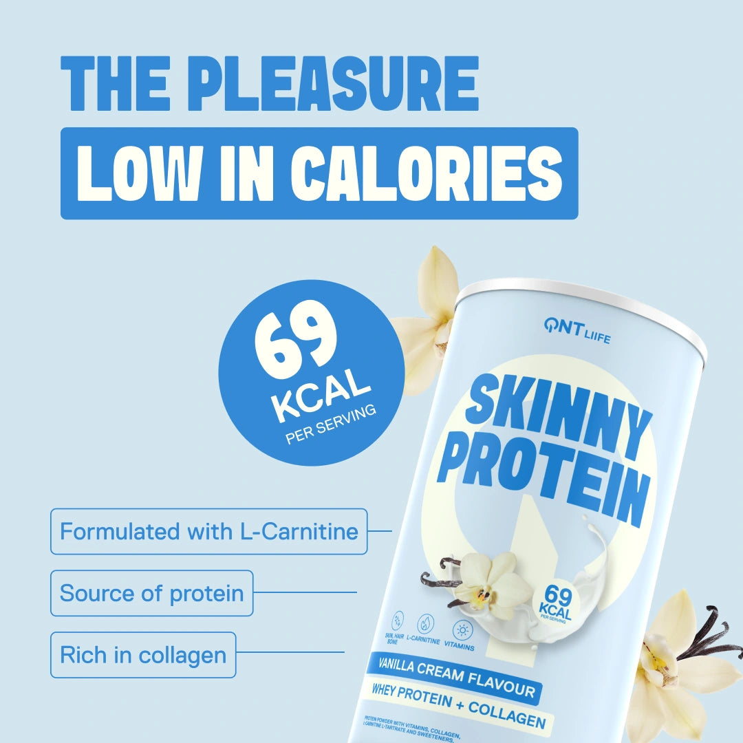 Skinny Protein LIIFE vanilla — 12 g protein per serving with a soft vanilla cream flavour