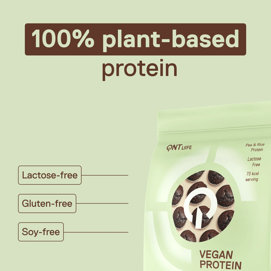 Vegan Protein LIIFE chocolate muffin — 100% pea and rice plant protein, indulgent chocolate flavour