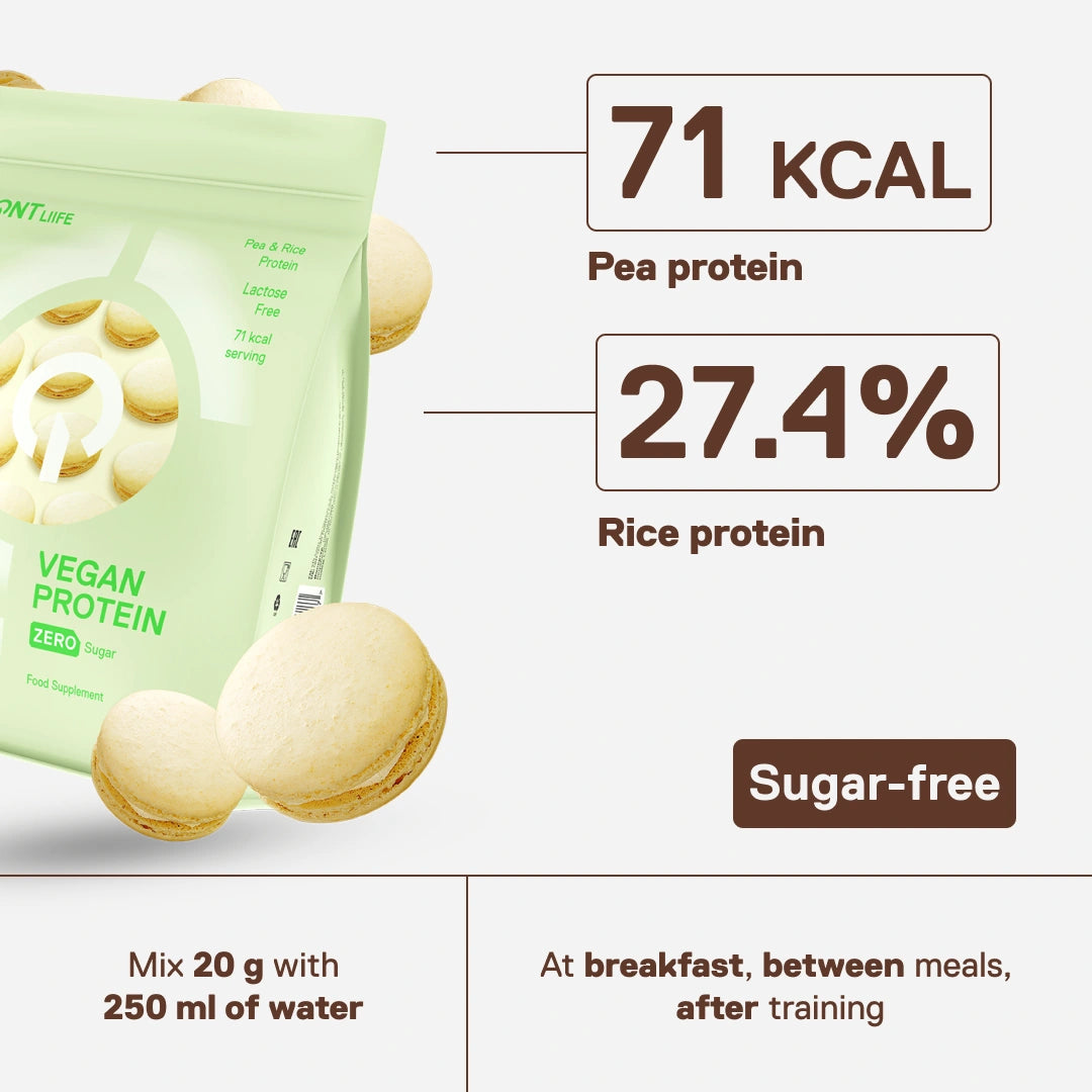 Vegan Protein vanilla macaron — complete amino acid profile to support an active daily life