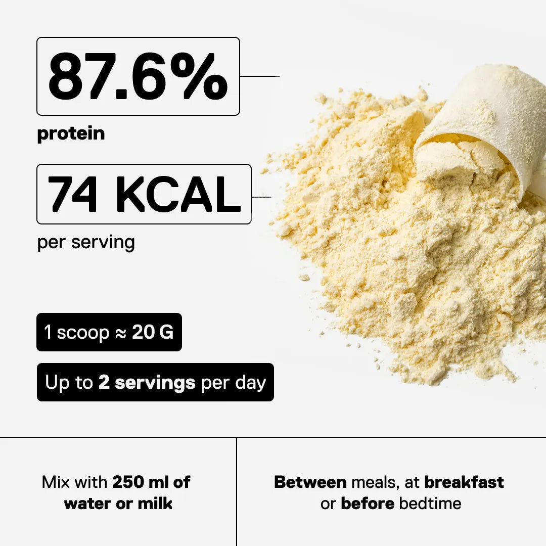 QNT METAPURE Casein Protein Micellar Vanilla flavor - 24g protein per 30g serving, low in sugar, low in fat