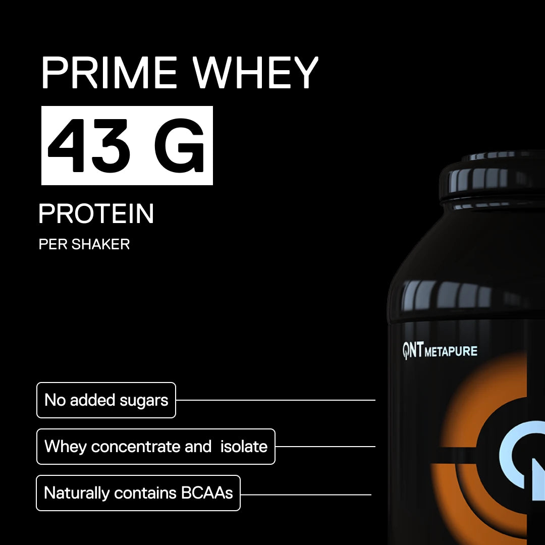 QNT Metapure Prime Whey Belgian Chocolate Brownie flavor - Premium whey protein, intense chocolate taste