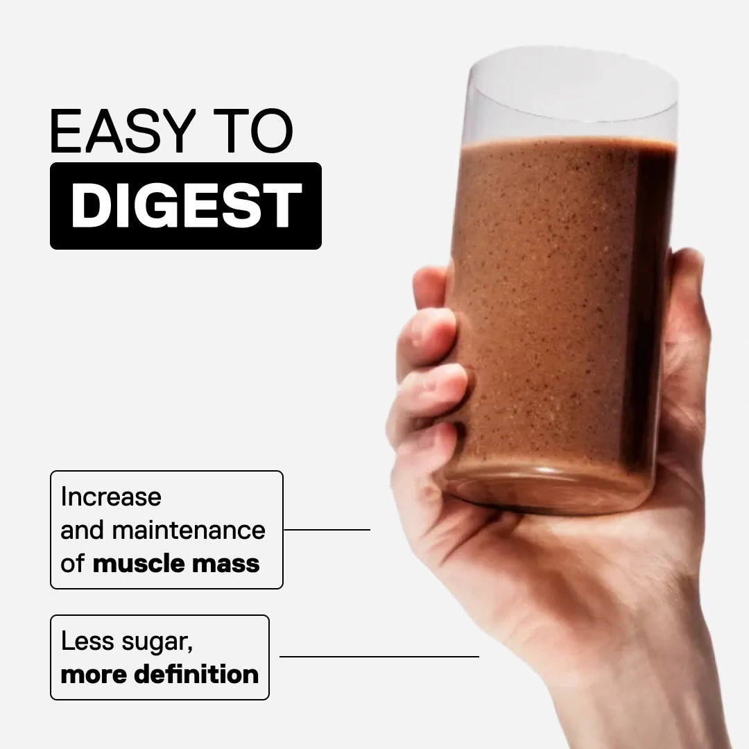 Hazelnut whey isolate shake QNT easy digestion muscle mass support low sugar
