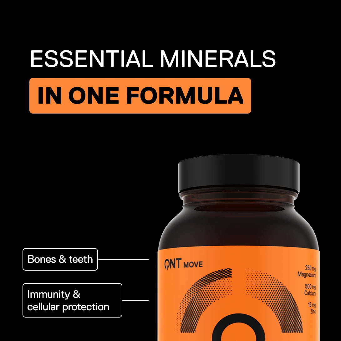 QNT Move Calcium Magnesium Zinc supplement for bones, teeth, immunity and cellular protection