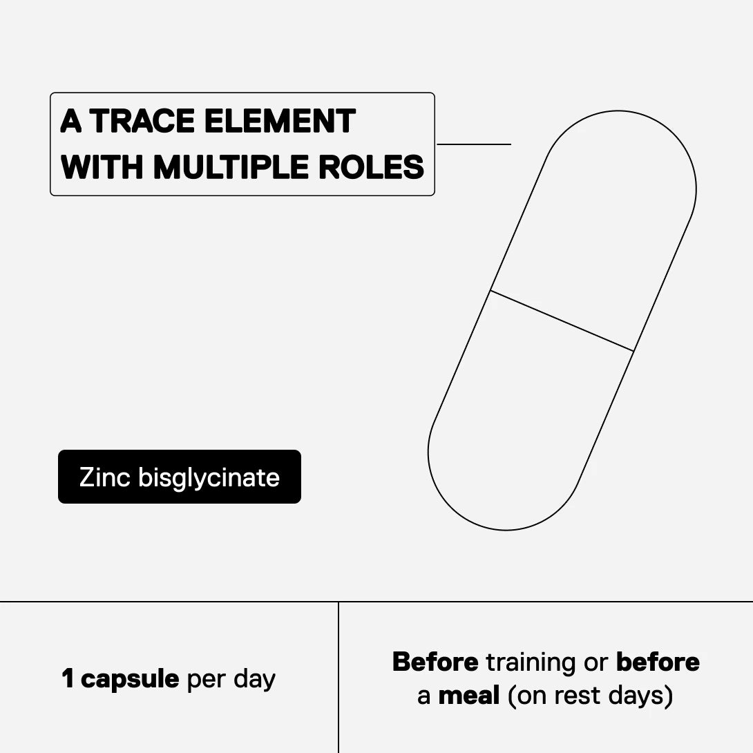 QNT MOVE Zinc bisglycinate, a trace element with multiple roles, one capsule per day.