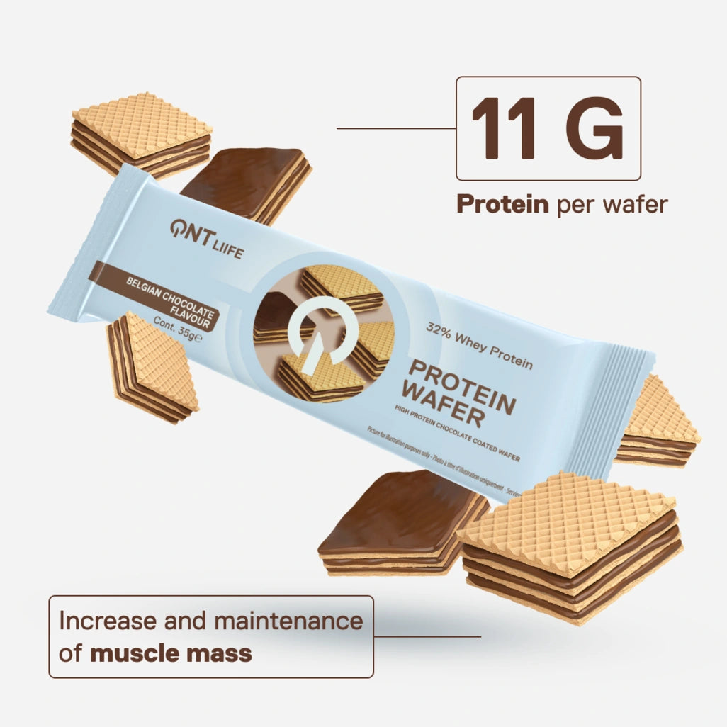 QNT LIIFE Protein Wafer Belgian Chocolate flavor - High in protein, low in sugar, perfect as a snack or post-workout