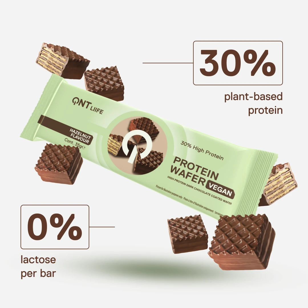 QNT Life Protein Wafer Vegan Hazelnut – 30% plant-based protein and 0% lactose