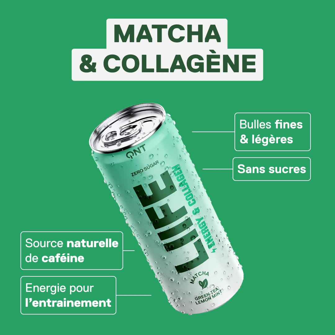 Energy Collagen Matcha LIIFE thé vert citron-menthe — boisson énergie & collagène prête-à-boire 250 ml