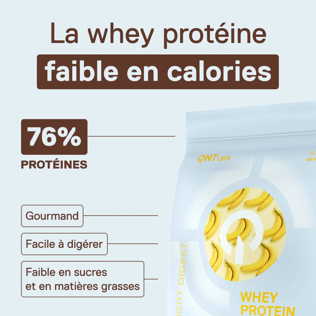 QNT LIIFE Light Digest Whey Protéine saveur Banane - Whey légère et facile à digérer, sachet de 500 g, goût gourmand de banane
