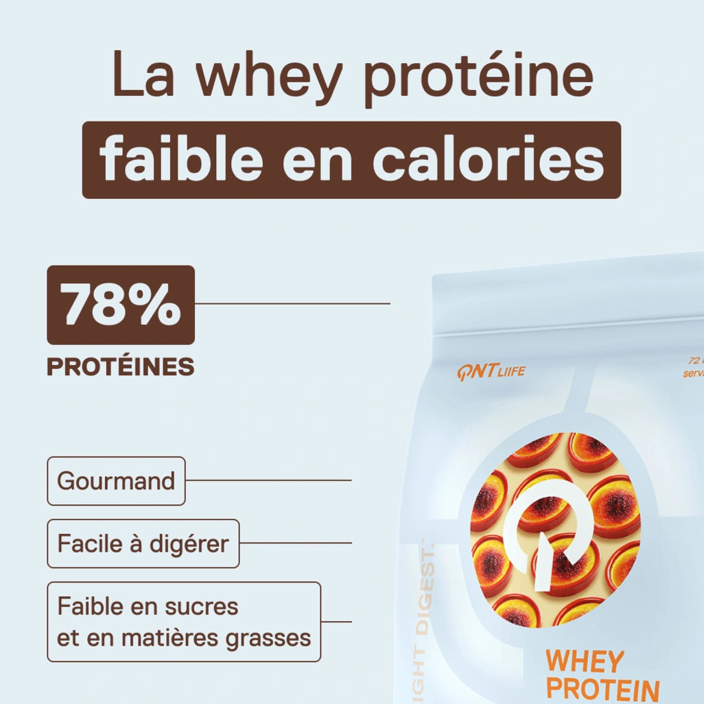 QNT LIIFE Light Digest Whey Protéine saveur Crème brûlée - Whey légère et facile à digérer, sachet de 500 g, dessert français revisité