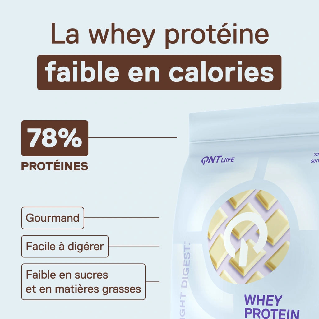 QNT LIIFE Light Digest Whey Protéine saveur Chocolat blanc - Whey légère et facile à digérer, sachet de 500 g, notes douces de chocolat blanc