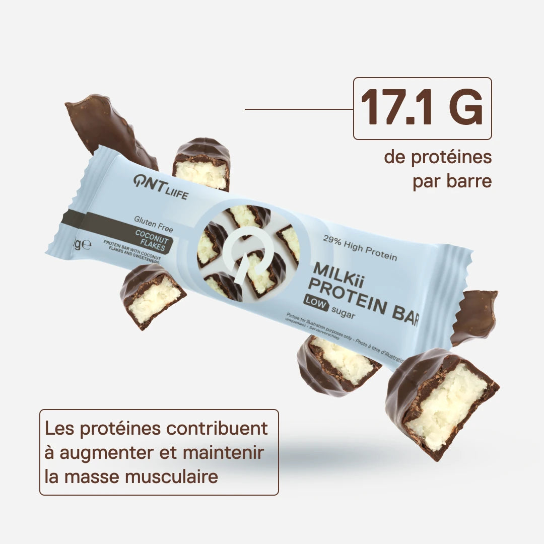 QNT LIIIFE Milkii Protein Bar Coconut Flakes – 17,1 g de protéines par barre