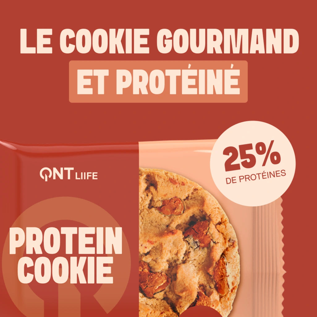 QNT LIIFE Protein Cookie saveur Caramel salé - Cookie protéiné moelleux au caramel salé, 25% de protéines, 60 g par cookie