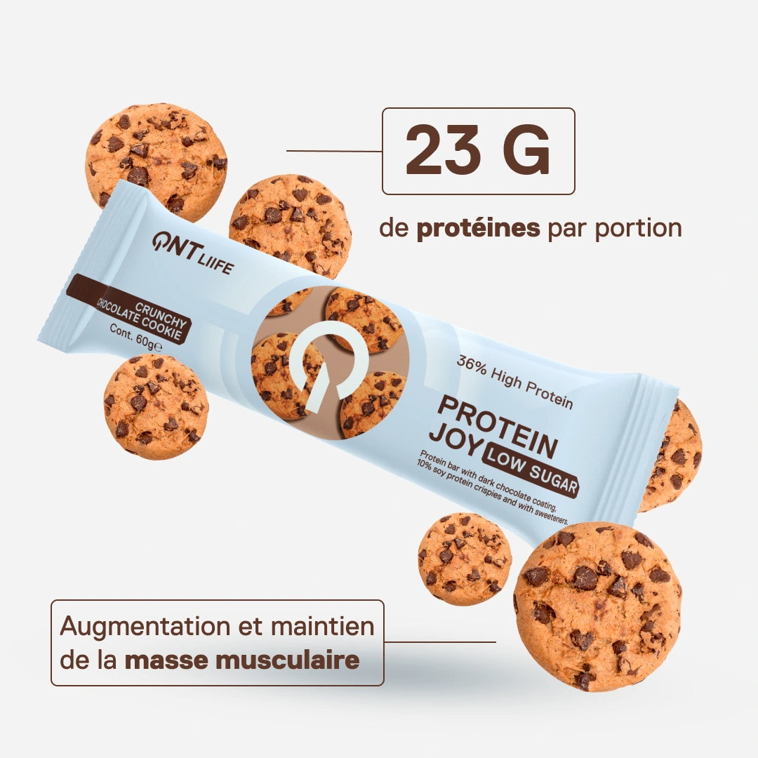 Protein Joy cookie croquant au chocolat — profil protéiné et apport nutritionnel de la barre