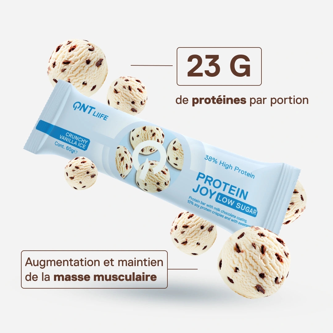 Protein Joy glace croquante à la vanille — profil protéiné et apport nutritionnel de la barre