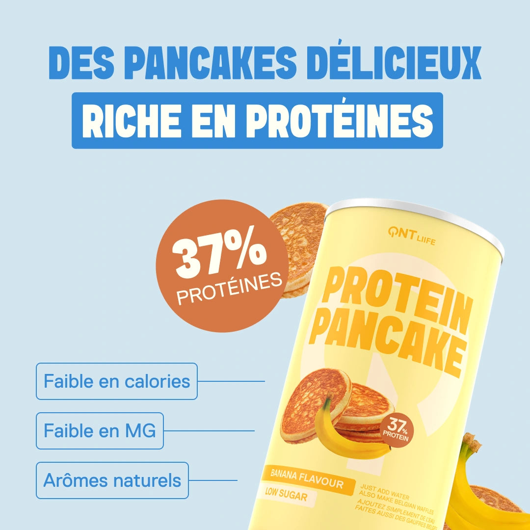 Protein Pancake LIIFE banane — préparation protéinée faible en sucre, saveur banane gourmande