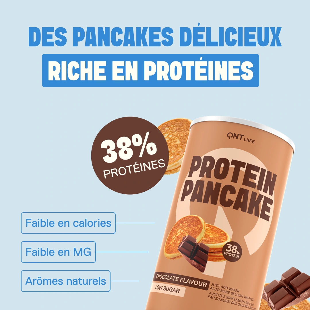 Protein Pancake LIIFE chocolat — préparation protéinée faible en sucre, saveur chocolatée gourmande